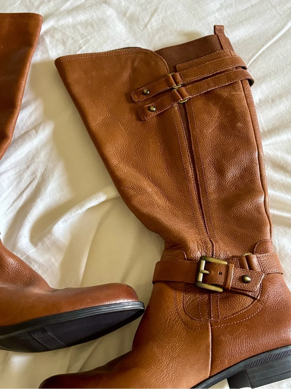✨ Naturalizer Jessie Leather Wide Calf Friendly Riding Boots Brown Worn Twice! ✨ - Picture 3 of 14